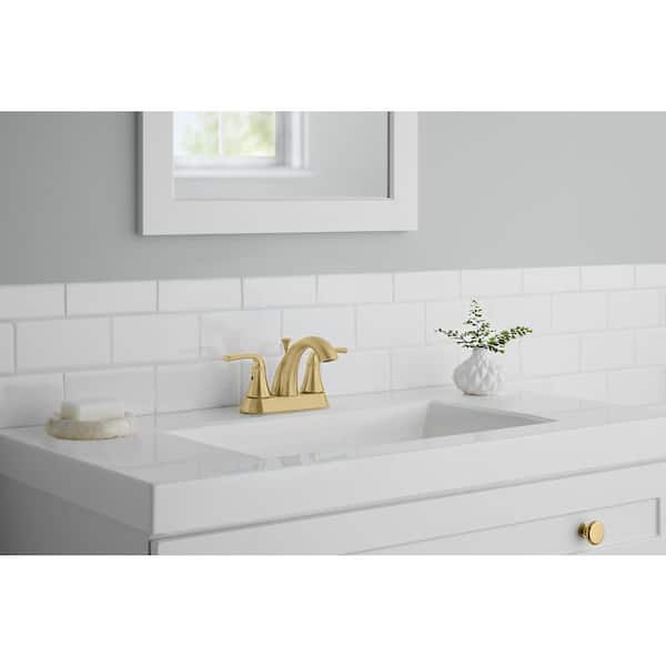 Vazon 4 in. Centerset Double Handle High-Arc Bathroom Faucet in Matte Gold