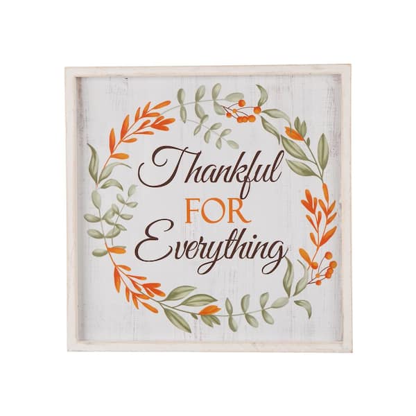 Glitzhome 14. in. Wooden Thanksgiving Word Sign