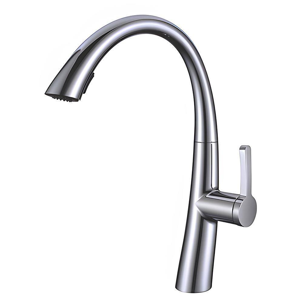 HOMLUX Single-Handle Pull-Down Sprayer Kitchen Faucet in Brushed Nickel ...