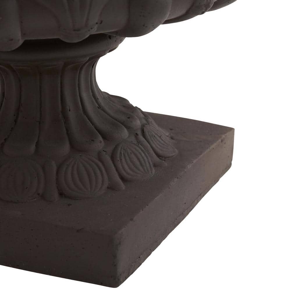 12.5" Tall Black Iron-Finished Decorative Urn for Indoor/Outdoor Use