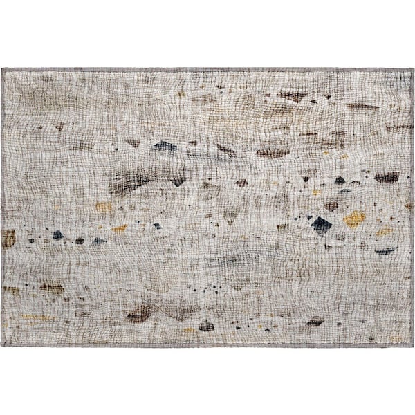 Mayfield Premium Machine Washable Abstract AMF2092 Linen 2 ft. x 3 ft. Accent Rug