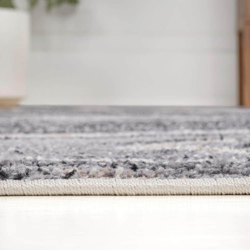 Eleni Charcoal and Cream Abstract Marble 3 x 5 Synthetic Area Rug