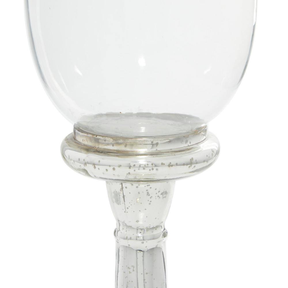 Tall Silver Mercury Glass Hurricane Candle Holder