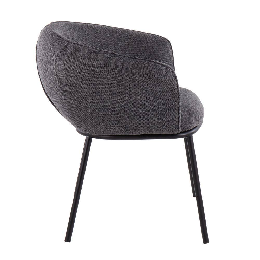 Ashland Contemporary Charcoal Fabric Upholstered 24.5" Arm Chair with Black Metal Frame