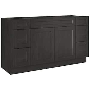 60 in. W x 21 in. D x 34.5 in. H Plywood Ready to Assemble Bath Vanity Cabinet Without Top in Shaker Charcoal