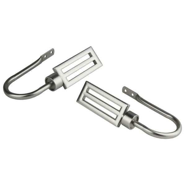 Rod Desyne Sterling Decorative Satin Nickel Steel Hook Curtain Holdback (Set of 2)