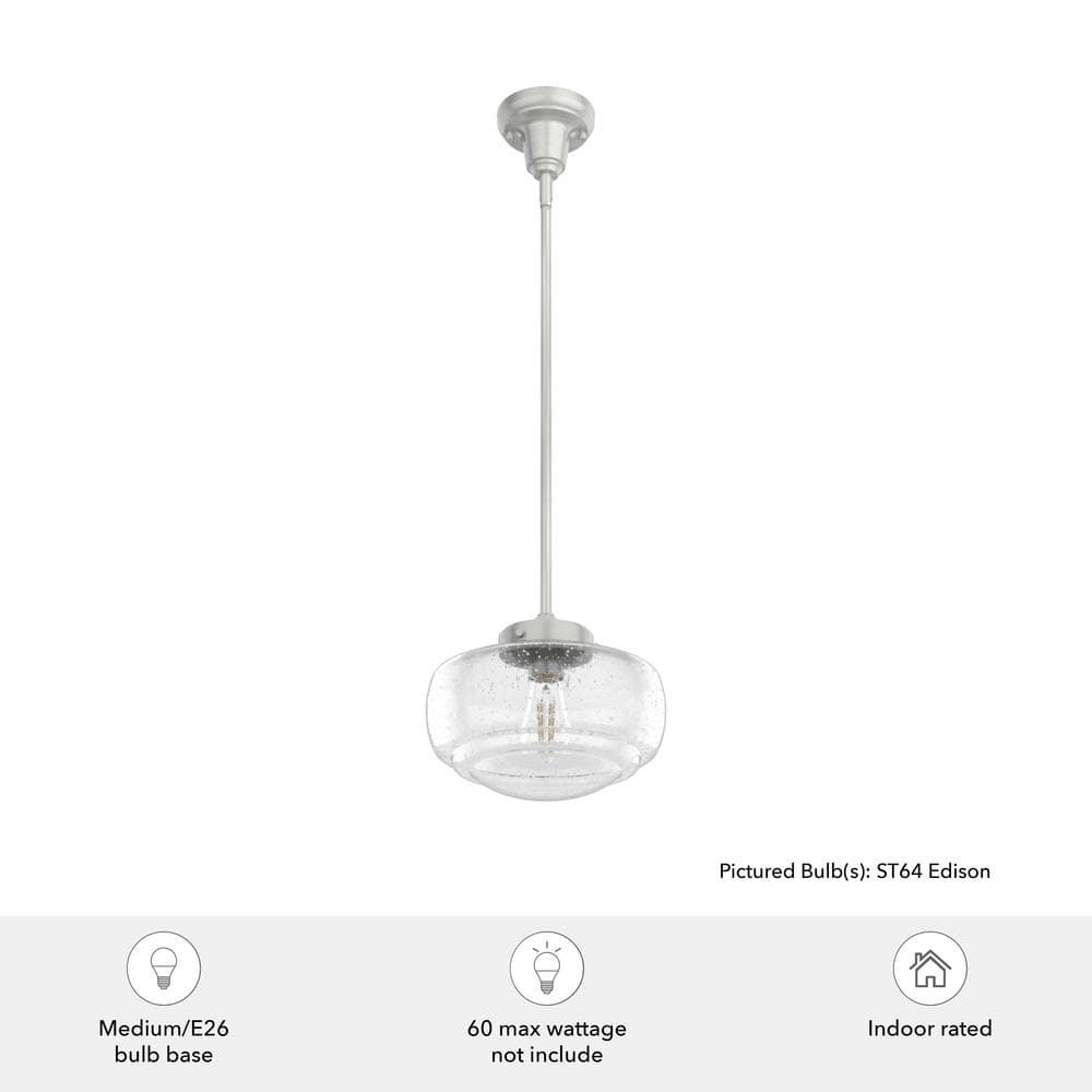 Saddle Creek Brushed Nickel Mini Schoolhouse Pendant