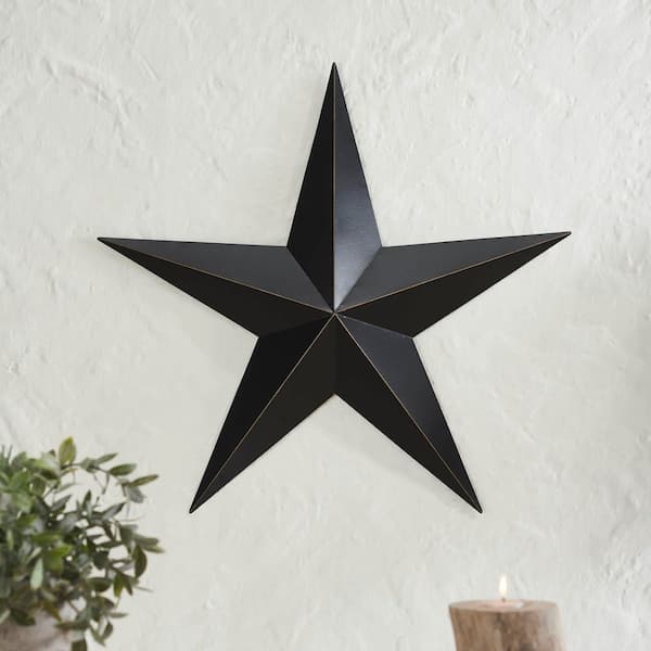 1-Piece 24 in. x 24 in. Black Distressed Metal Star Wall Decor