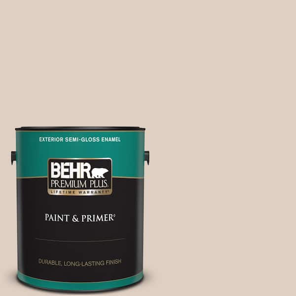 BEHR PREMIUM PLUS 1 gal. #PPL-77 Cocoa Parfait Semi-Gloss Enamel Exterior Paint & Primer