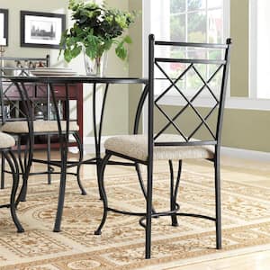 Pelican 5-Piece Dinette Beige Glass Top Black Metal