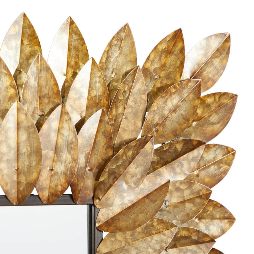 Gold Leaf Square Metal Wall Mounted Decorative Mirror