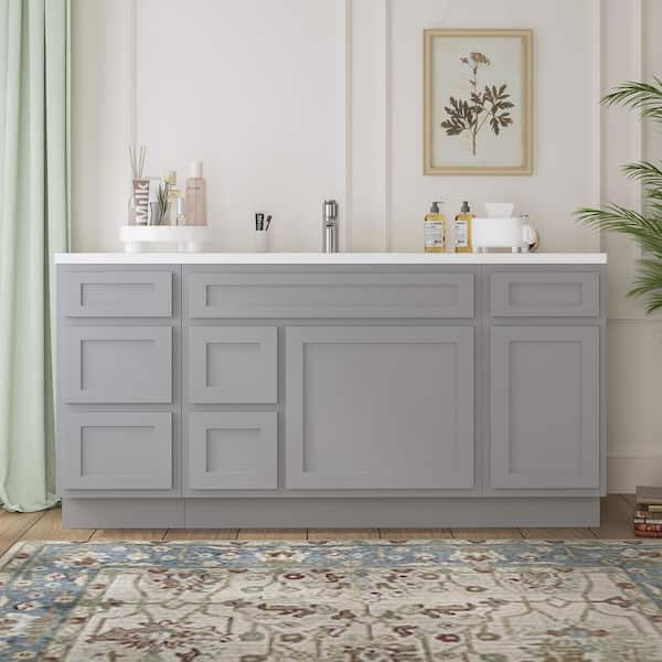 Vanity Art 66 in. W x 21 in. D x 32.5 in. H Bath Vanity Cabinet without Top in Gray