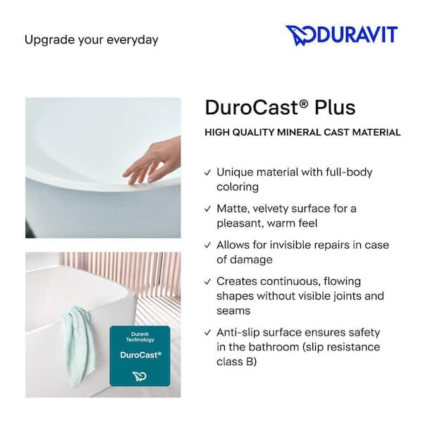 luv..63 Duravit Luv 63 in. x 29.5 in. Soaking Bathtub with Center Drain in