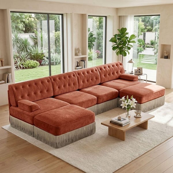 PINMOCO 67 in. Velvet L-Shaped Sofa Modular Sofa with Storage