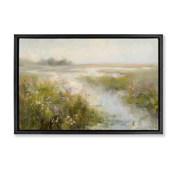 Stupell Industries Spring River with Wild Blooms by LSR Design Studio Black Floater Frame Nature Graphic Art Print 21 in. x 31 in.