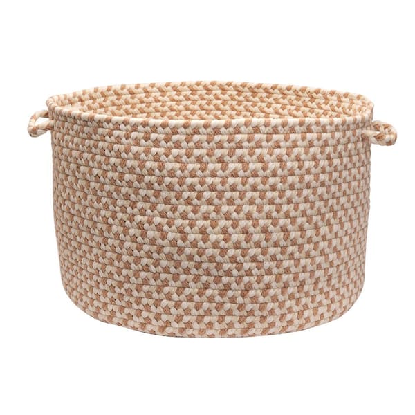 Colonial Mills Dogwood 14 in. x 14 in. x 10 in. Evergold Round Wool-Blend Basket