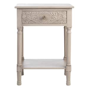 Josie 19 in. Ivory Rectangle Wood End Table with Drawers
