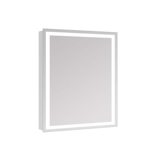 Whatseaso 24 in. W x 32 in. H Rectangular Glass Framed LED 3 colors Light Anti-fog Mack-up Wall Mounted Bathroom Vanity Mirror