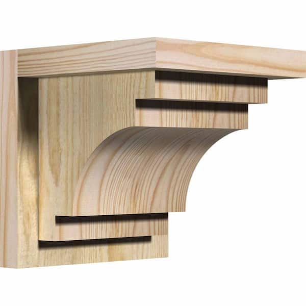 Ekena Millwork 8 in. x 8 in. x 8 in. Douglas Fir Mediterranean Rough Sawn Corbel with Backplate