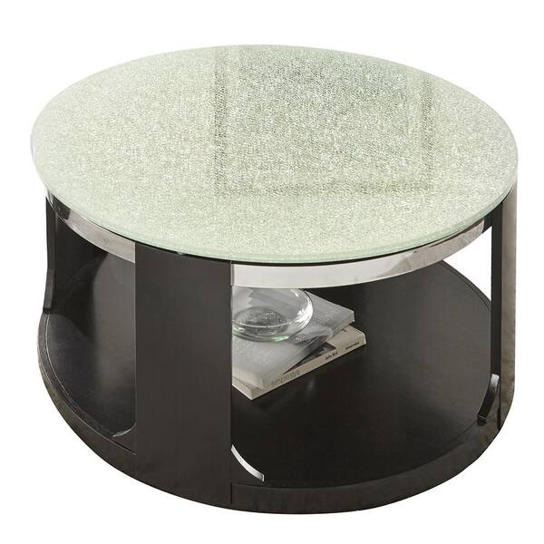 Unbranded Croften 36 in. Merlot Medium Round Glass Coffee Table with Casters
