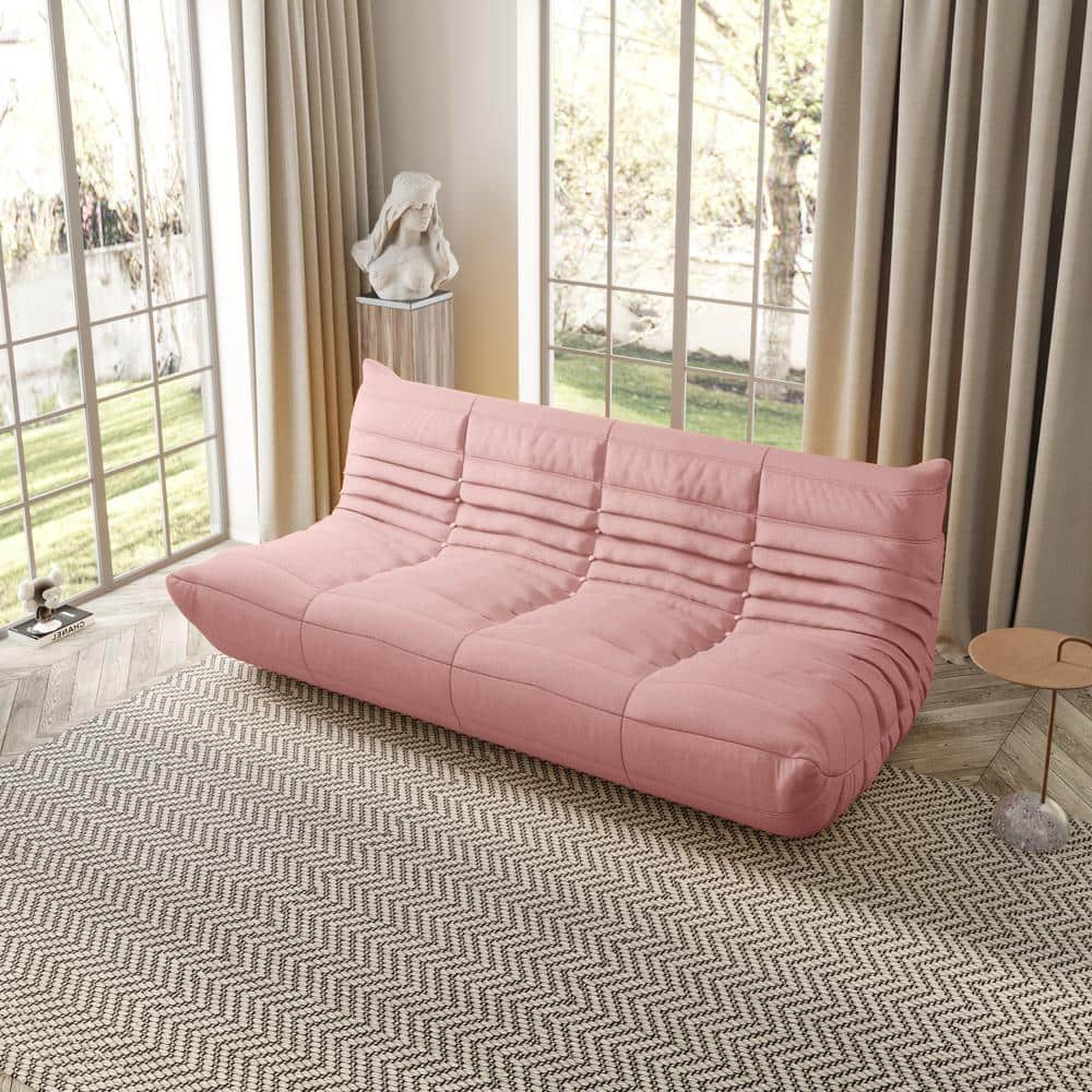 68.92 in. W Armless Teddy Velvet 3-Seater Modular Lazy Floor Sofa in Pink -  J&E Home, JE-117PK-3