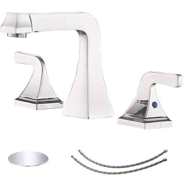 Unbranded 8 in. Widespread 2-Handle Bathroom Faucet with Pop-up Drain Assembly in Polished Chrome