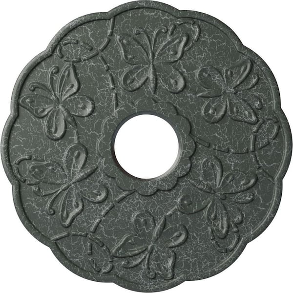 Ekena Millwork 1" x 17-7/8" x 17-7/8" Polyurethane Terrones Butterfly Ceiling Medallion, Athenian Green Crackle