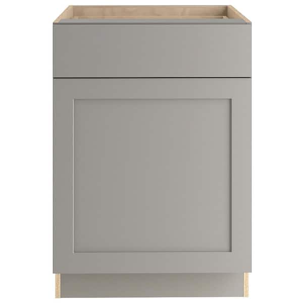 Hampton Bay Edson Shaker Assembled 24x34.49x24.44 in. Base Cabinet with Soft Close Full Extension Drawer in Gray