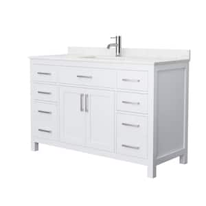 Beckett 54 in. W x 22 in. D Single Vanity in White with Cultured Marble Vanity Top in Carrara with White Basin