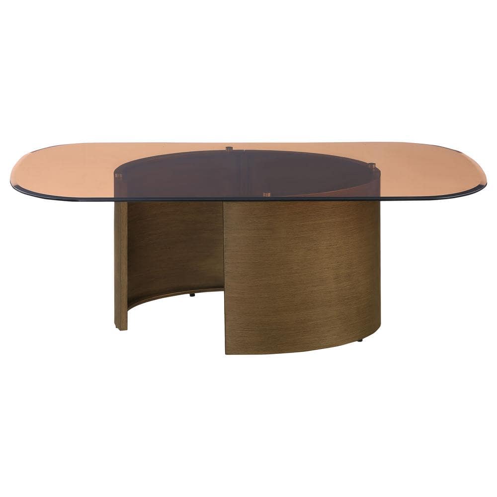 Rectangular Tawny Glass Coffee Table with Brushed Bronze Base