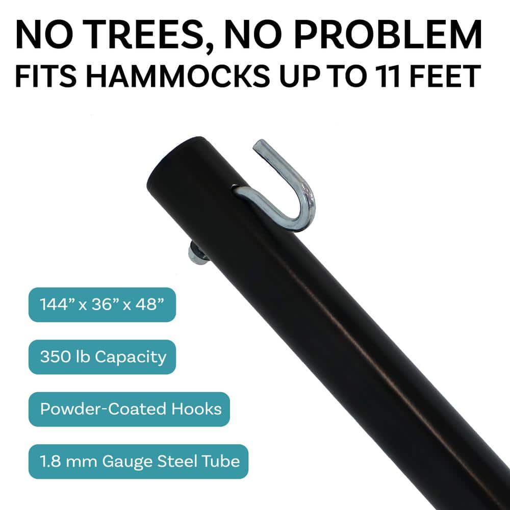 12-Foot Black Heavy-Duty Steel Hammock Stand
