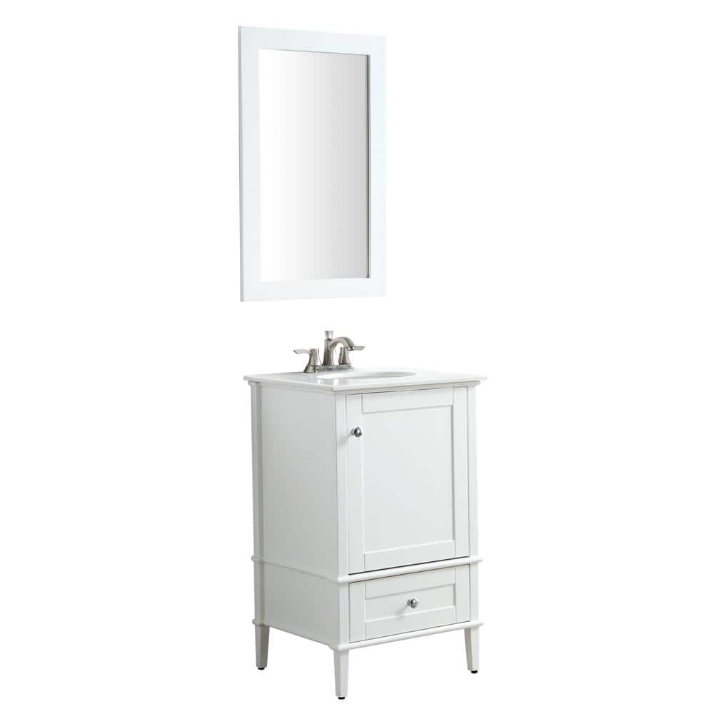 Alexander 21 in. W x 34.4 in. H Bath Vanity in Rich White with Stone Vanity