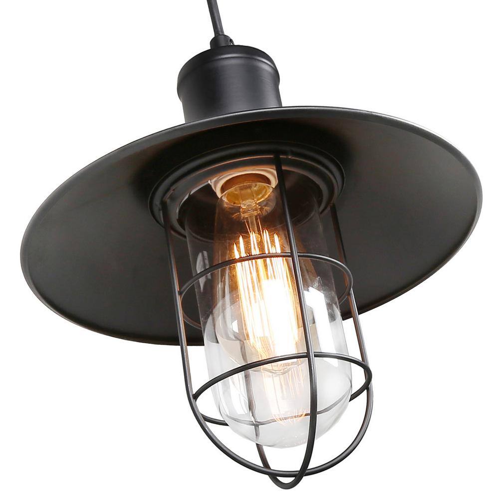 Matte Black Metal Cage Mini Pendant Light