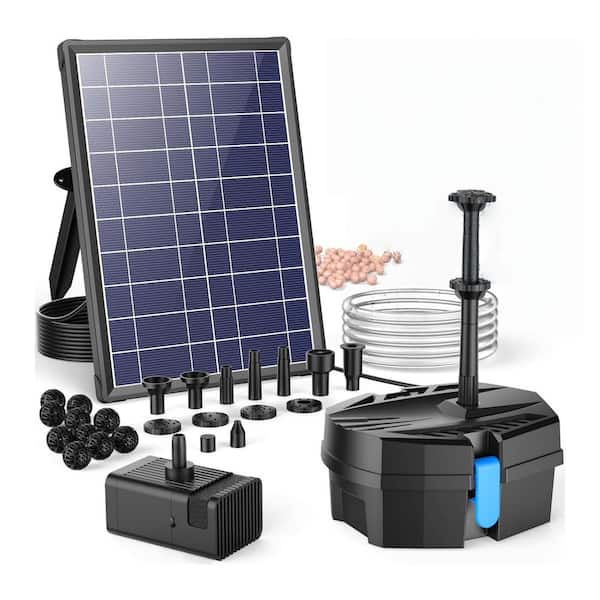 8-Watt Solar Pond Filter with Water Shortage Protection Water Pump and Clear Tubing for Pond Fish Tank Bird Bath Garden
