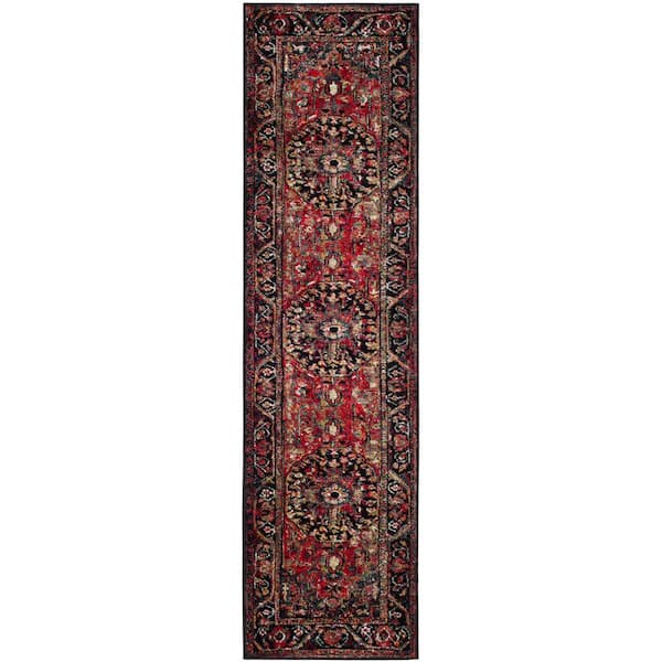 Vintage Hamadan Red/Multi 2 ft. x 14 ft. Antique Medallion Runner Rug