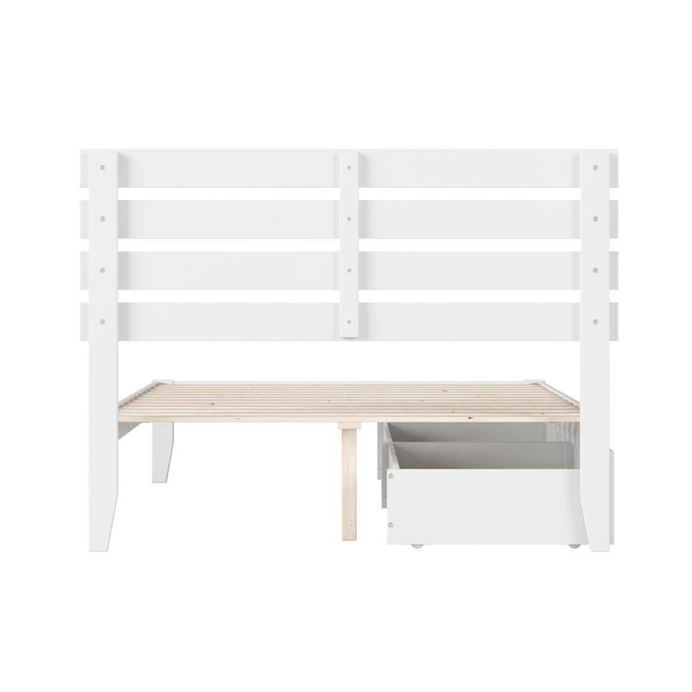 White Full Captain's Bed with Storage Drawers and USB Charger