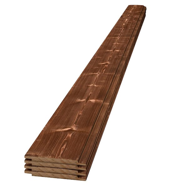 UFP-Edge 1 in. x 6 in. x 8 ft. Charred Wood Canyon Brown Pine Shiplap Board (4-Pack)