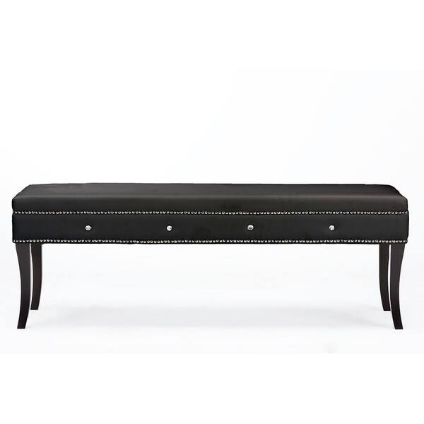 Baxton Studio Aloisia Contemporary Black Faux Leather Upholstered Bench