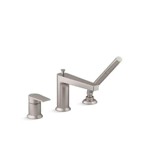 Taut Single Handle 3-Hole 11.0 GPM Bathtub Faucets with Sidespray in Vibrant Brushed Nickel