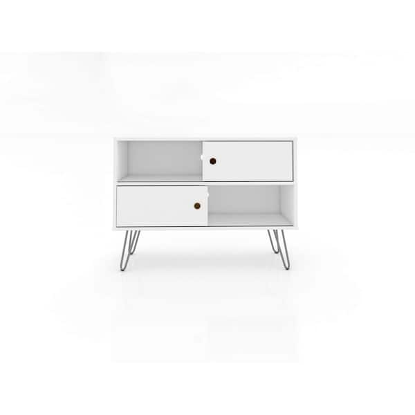 Manhattan Comfort Baxter 35 in. White Particle Board TV Stand Fits TVs Up to 32 in. with Storage Doors