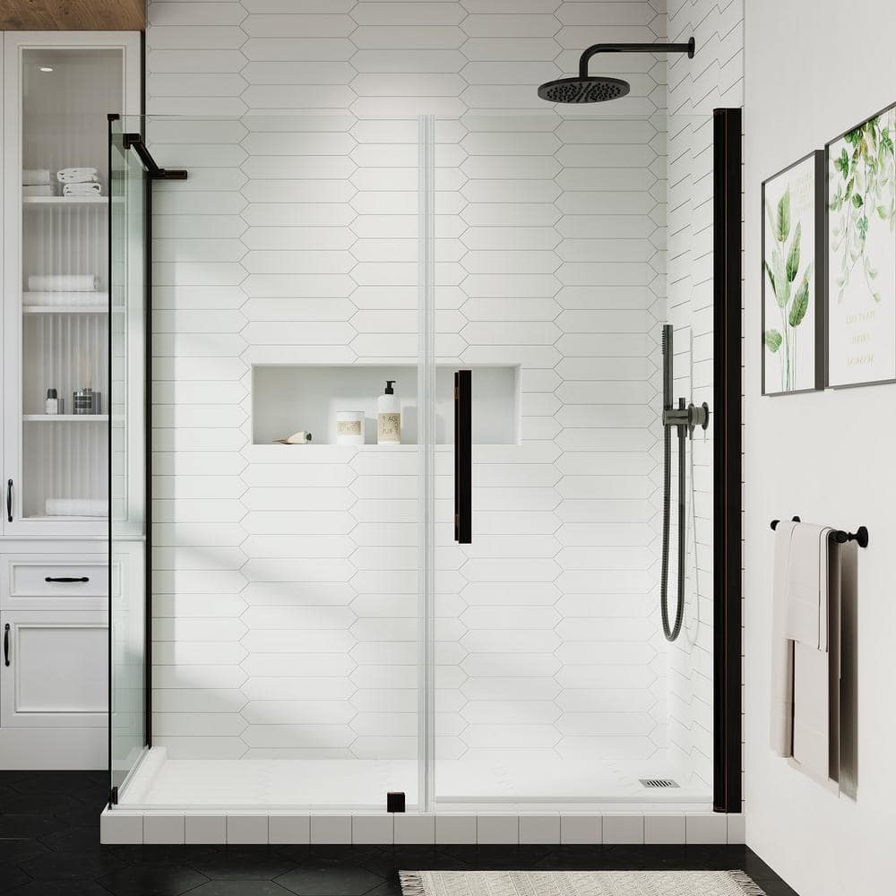 Pasadena Oil Rubbed Bronze Frameless Corner Shower Kit with Tempered Glass