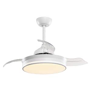 Ericksen 36 in. Retractable White Ceiling Fan Chandelier with Light and Remote Control