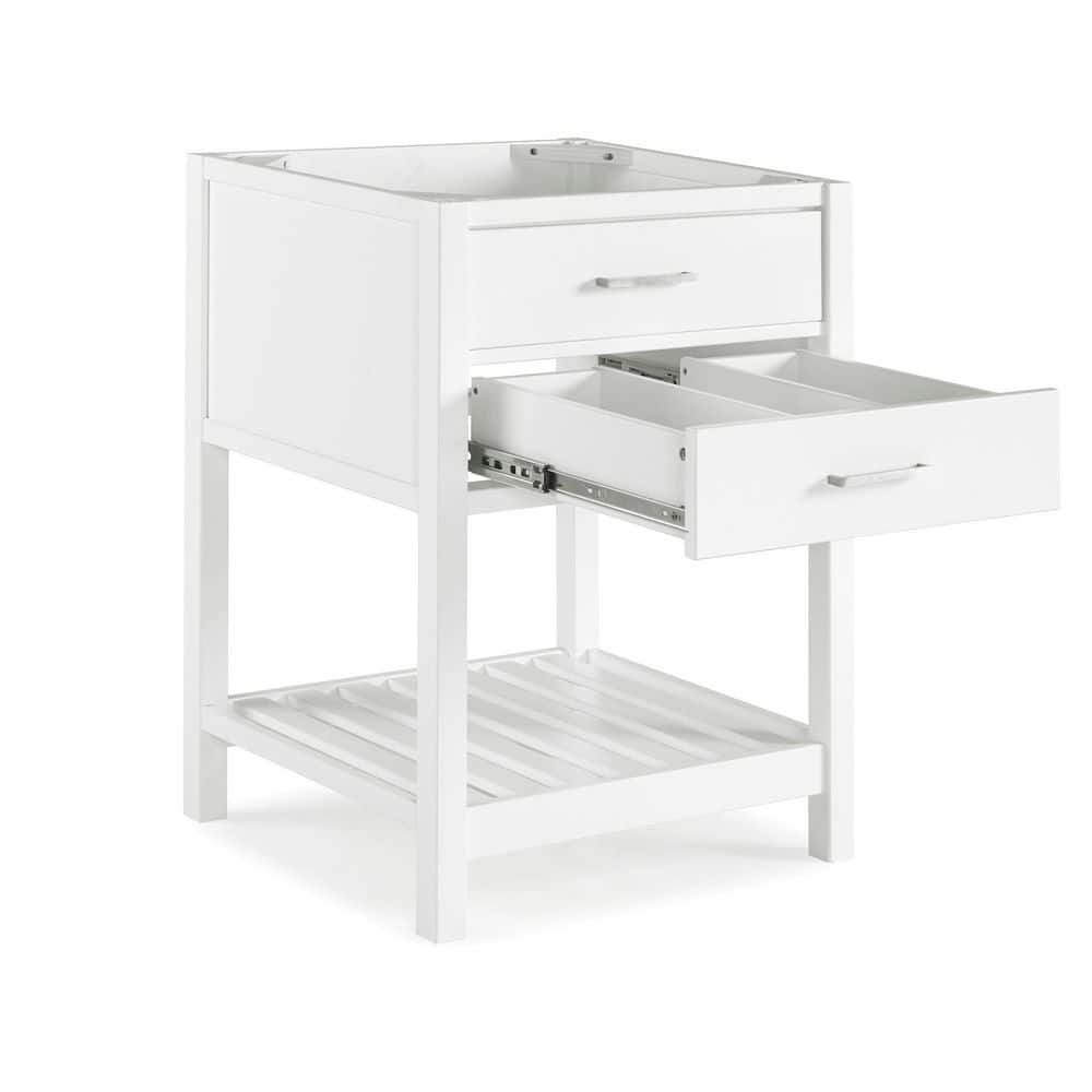 Harrison 24" White Pine Freestanding Vanity Cabinet with Open Shelf