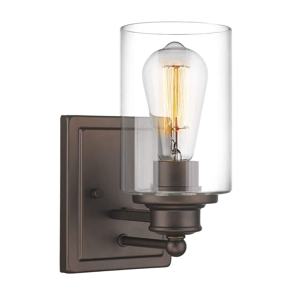 Farmhouse 6.4 in. 1-Light Oil-Rubbed Bronze Bathroom Vanity Light with Clear Glass Shades price history on PriceWatchPro