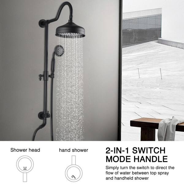 Tahanbath 3-Spray Luxury Bathroom Shower Set Shower Head 2.5 GPM Wall  Mounted Ceramic Style Shower System in Matte Black X-W1219-W1219106070 -  The Home Depot