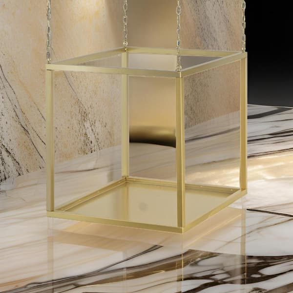 Benjara 15.5 in. Gold Square Metal Plant Stand with 1-Tier
