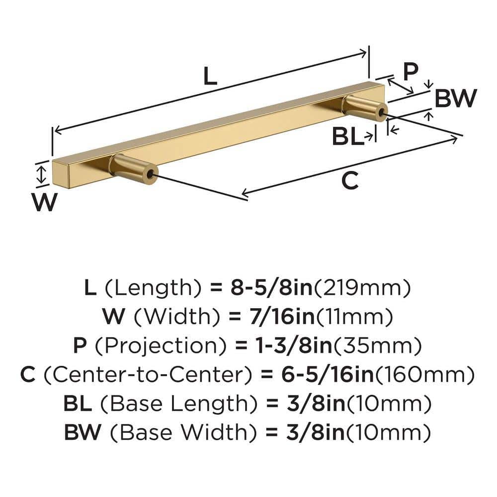 Champagne Bronze Modern Bar Cabinet Pulls, 6-5/16 inch, 10 Pack