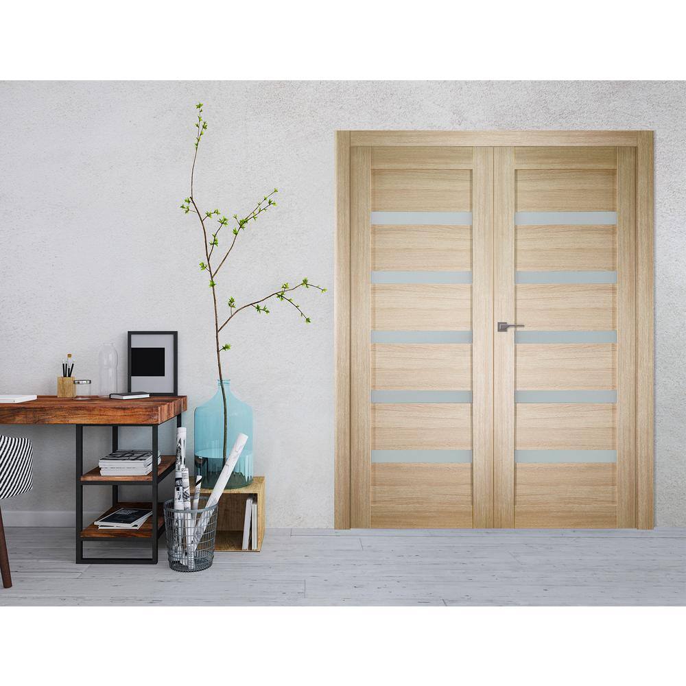 Right-Handed Pine and Frosted Glass Interior French Door