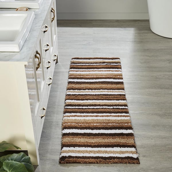 Better Trends Griffie Collection 20 in. x 60 in. Brown Polyester Runner Bath Rug