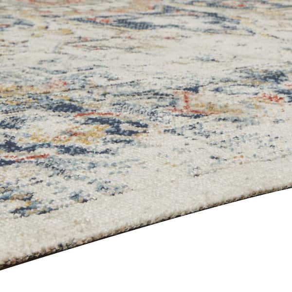 Jerry Ivory, Gray and Orange 5 ft. x 7 ft. Geometric Area Rug